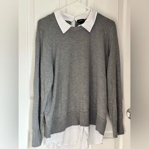 Fitted Pullover Collared 2-Fer Sweater